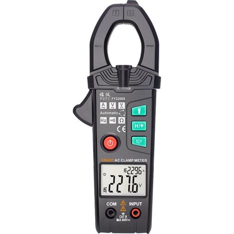 Pince multimètre numérique 6000 comptes, mesure automatique True RMS, affichage double paramètre, test courant AC, pince ampèremétrique noire FY3269S (1/4)