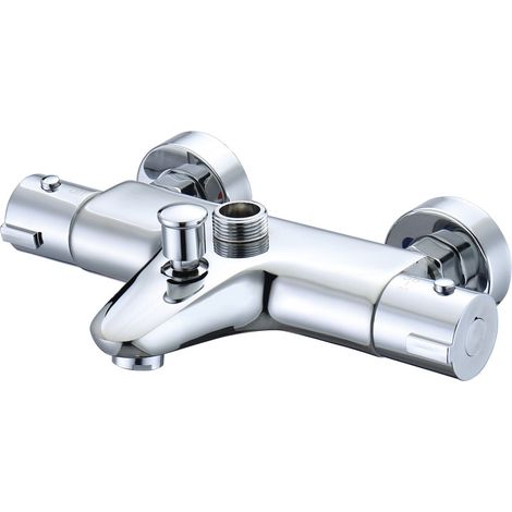 Thermostatic Bathtub Mixer, with 38° Safety Button Thermostatic Bath Shower Mixer, Thermostatic Bathtub Faucet, Chrome, Brass (1/5)