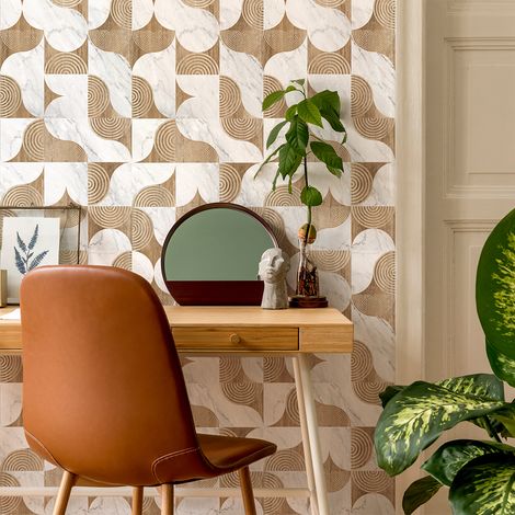 Papier peint intissé pré-encollé - EFFET MARBRE ET BOIS DESIGN - 1 rouleau de 300x60cm (1/5)