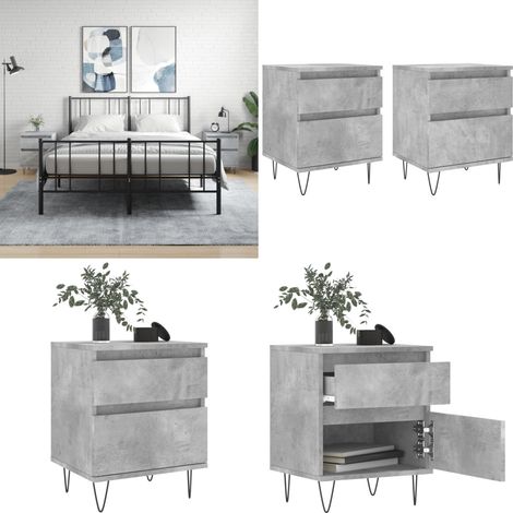 Nachttische 2 Stk. Betongrau 40x35x50 cm Holzwerkstoff - Beton Grau Nachttisch - Wohnzimmer Dekoration - Holzwerkstoff Nachttisch - Schrankregal - Kommode - Home & Living (1/5)