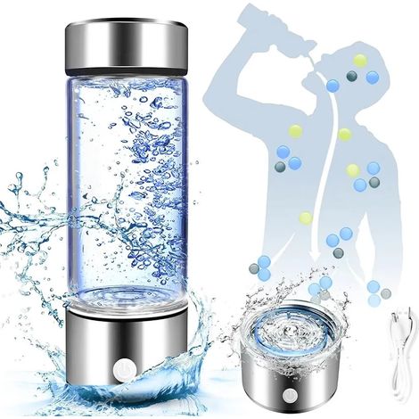 Generatore di acqua idrogenata, bottiglia d'acqua da 420 ml, generatore di acqua ricca di idrogeno con tecnologia PEM, bottiglia d'acqua idrogenata ricaricabile tramite USB (1/5)