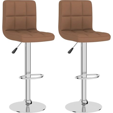 Tabourets de bar 2 pcs Marron Tissu (1/5)