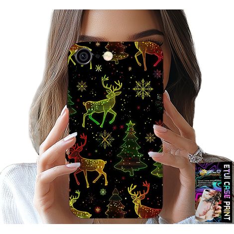 Funda para iPhone 6 / 6S - reno, copo de nieve, árbol de Navidad + cristal (1/5)