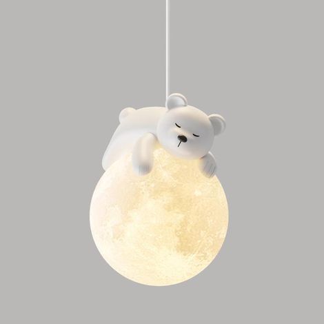 Suspension enfant lune lapin ours polaire G9, luminaire plafond décoratif chambre bébé, chambre enfant et décoration douce (1/4)