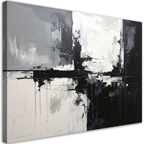 Image sur Toile, Abstraction moderne noir et blanc,45x30 (1/4)