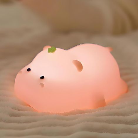 Veilleuse Hippopotame Silicone Tactile LED 3 Modes Minuteur 30min Rechargeable Anti-Stress Bébé (1/4)