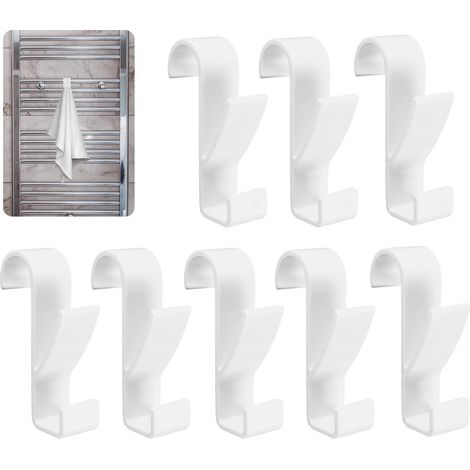 8 Pièces Crochet Radiateur Seche Serviette Salle de Bain pour Tous les Radiateurs Standards (Blanc) (1/5)