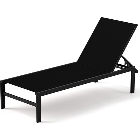 COSTWAY Aluminum Chaise Lounge Chair Heavy-Duty Patio Recliner-Black