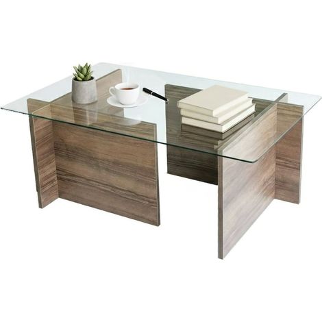 Dmora - Wohnzimmertisch Dfontola, Niedriger Wohnzimmertisch, Kaffeeregal, Couchtisch für Sofa, 105x65h40 cm, Nussbaum