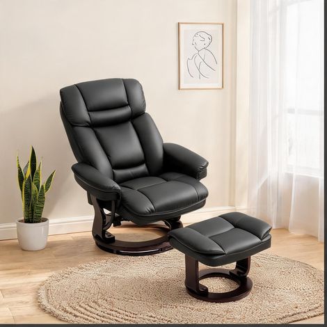 Fauteuil relax coloris noir en bonded cuir 86 x 83 x 107 cm (1/5)