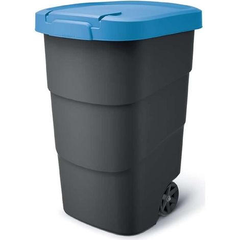 PROSPERPLAST WHEELER POUBELLE DE 110 L, AVEC ROUES ET COUVERCLE, UNIVERSELLE, EN PLASTIQUE, BLEUE