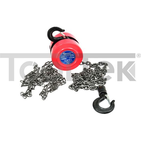 GEKO G01090 PARANCO A CATENA ARGANO SOLLEVATORE MANUALE 1ton 2,5m (1/5)