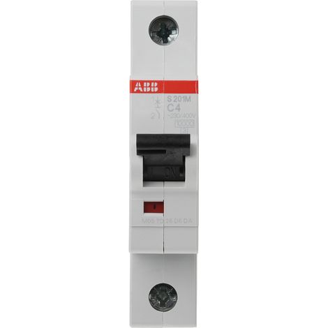 Disjoncteur ABB S200M 1P, 4A, pouvoir de coupure 10 kA, montage rail DIN ( Prix pour 1 )