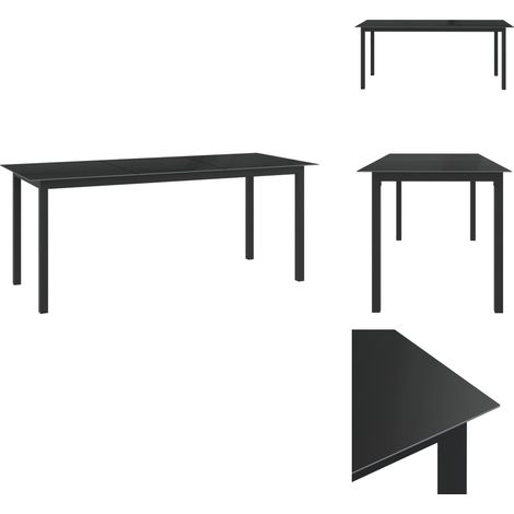 Gartentisch Schwarz 190x90x74 cm Aluminium und Glas - Gartentisch - Aluminiumtisch - Glasstisch - Outdoortisch - Terrassenmöbel (1/5)