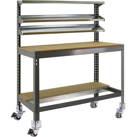 Mesa de Trabajo SIMONWORK con Ruedas BT 1 1500 gris/madera (1/3)