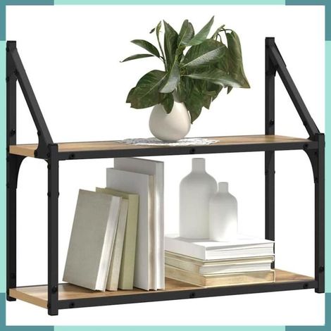 Étagère murale - 883514 - Chêne artisanal - Métal et bois d'ingénierie - 60 x 21 x 51 cm (1/5)