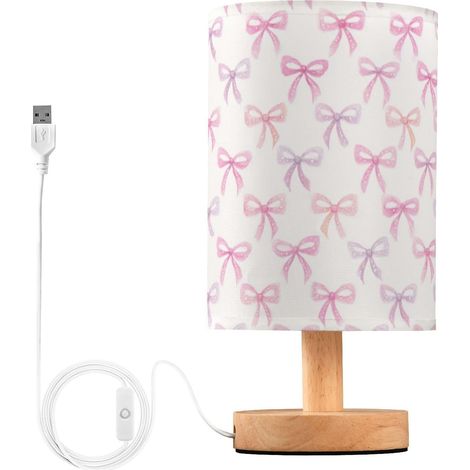 Kcldeci Lampe de chevet avec nœuds roses et violets pour chambre (1/5)