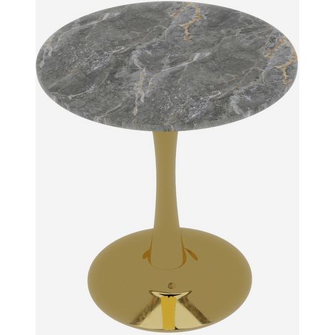 CAIziTable basse dorée 27,6" style mid-century plateau marbre gris foncé (1/5)