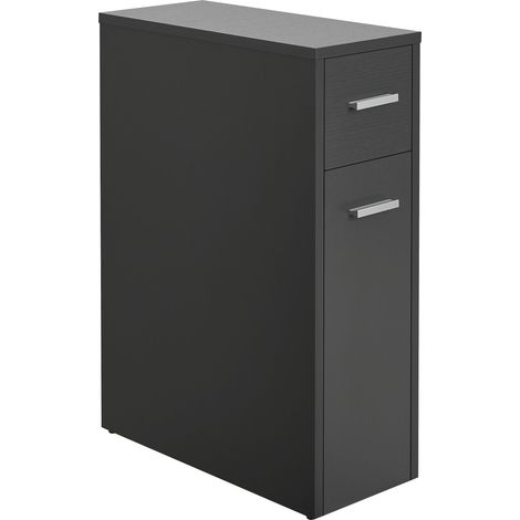 Helloshop26 – Meuble bas de salle de bain 2 tiroirs gris foncé – Dimensions 61 x 20 x 45 cm – Panneau de particules 15 mm – Montage simple et rapide