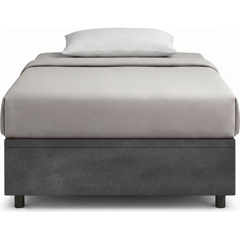 Letto 1 Piazza e Mezza Contenitore Imbottito 120x200 cm Microfibra Grigio Boxmax (1/5)