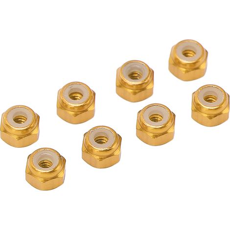 8 écrous auto-bloquants en alliage d'aluminium avec insert nylon M2 pour modèles RC 1/24 Axial SCX24, couleur or, 8 pièces (1/5)