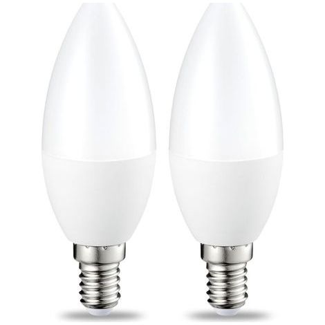 Lot de 2 petites ampoules LED en forme de flamme Culot Edison à vis E14 5 W (équivalent 40 W) Blanc chaud Intensité non variable (1/4)