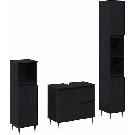 Maison Exclusive - Badezimmermöbel-Set 3 pcs Schwarz Eichen-Optik