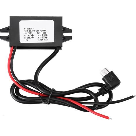 Car Voltage Converter DC-DC 12V to 5V/3A Micro USB Car Voltage Converter Waterproof Voltage Regulator for Car Radio, Radio, Surveillance, Electric Fan (1/5)