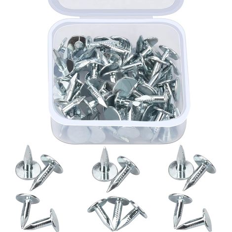 Clous Galvanisés pour Toiture(Lot de 100 pièce), Clous de Toiture en Feutre en Bois 12mm, Clou pour toiture bitumée, Clous pour fixer sur le toit
