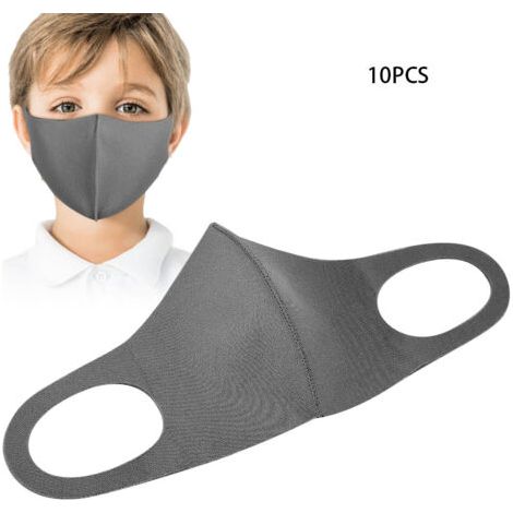10er-Pack wiederverwendbare Kinder-Staubmasken, UV-Schutz, Atemschutz, Grau (1/5)