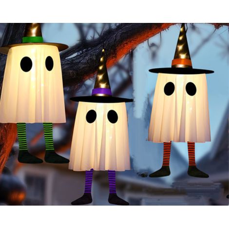 Guirnalda de luces de fantasmas para Halloween, juego de 3 piezas, 3 modos de iluminación, funciona con pilas, perfecta para patios y jardines. (1/4)