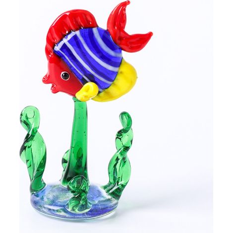 Petites figurines miniatures en verre soufflé à la main, représentant des poissons dans un aquarium, des herbes aquatiques et des objets décoratifs pour la maison ou la table. Cadeau idéal. (1/5)