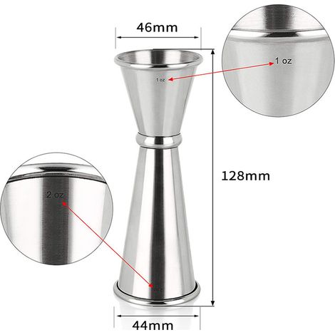 Shaker per cocktail, misurino doppio, misurino in acciaio inossidabile 304 di alta qualità, 6 cl, 3 cl (1/4)