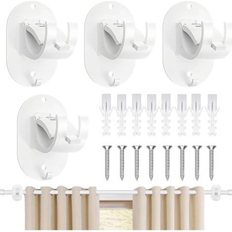 4 Pièces Rideaux Sans Percage Crochet Blanc Sans Percage Crochet pour Fenetre a Clipser Rideau Adhesif Accroche Tringle Sans Percage pour la Maison,la Salle de Bain (1/4)