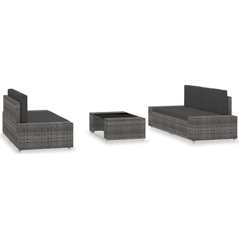 Maison Exclusive - 5-tlg. Garten-Lounge-Set Poly Rattan Grau