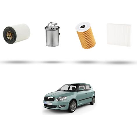 Kit tagliando 4 filtri compatibile con Skoda Fabia II (545,542) 1.6 TDI 66kw dal 2010 al 2014 (1/5)
