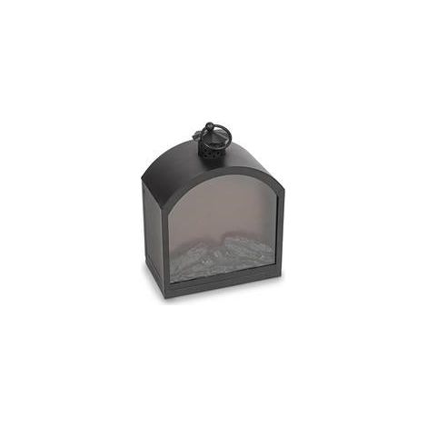 Lanterna "camino" ferro nero cm.22,5x13,5h30,5 (batterie