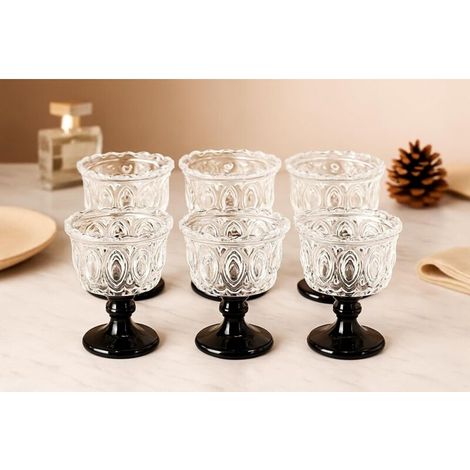 Verre à cocktail vintage de Noël - 20 cl - Idéal pour les boissons de fête, les bars de Noël et la décoration de table - 6 pièce, noir (1/5)
