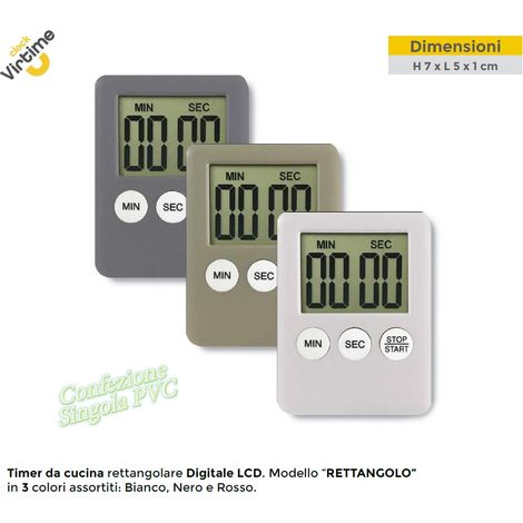 Timer da Cucina Digitale Rettangolo Magnetico Display LCD 3 Colori Virtime (1/2)