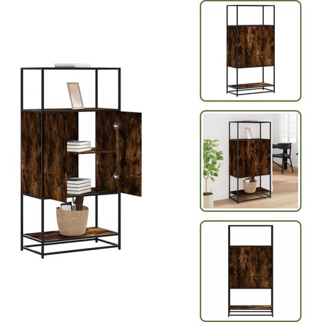 Aparador de madera - vidaXL Aparador alto madera de ingeniería y metal 68x35x139 cm - Armario de almacenamiento