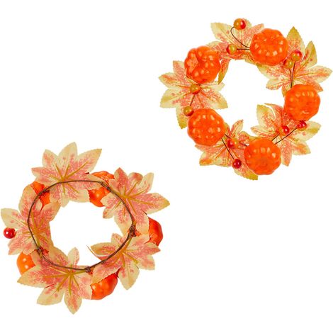 Bougeoir anneaux table bougie anneaux-citrouille orange (1/5)
