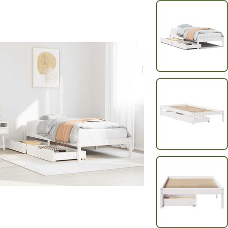 Cama de pino - vidaXL Estructura cama sin colchón madera maciza pino blanca 100x200cm - Cama con cajón