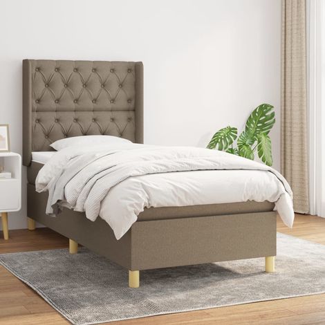 vidaXL Sommier à lattes de lit avec matelas Taupe 80x200 cm Tissu (1/5)