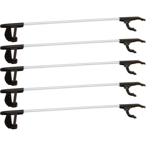 Lot de 5 Pinces de préhension, 76 cm, Aluminium léger, Poignée anti-dérapante, Pour déchets