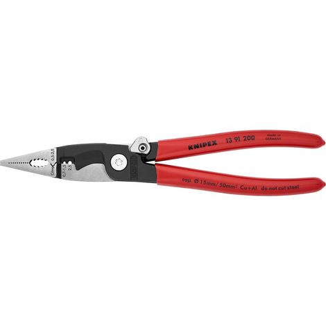 KNIPEX 13 91 200 Pinza per elettroinstallazioni rivestiti in resina sintetica atramentata nera 200 mm