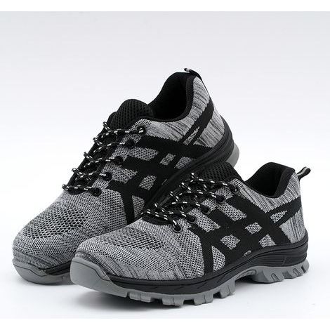 Chaussures de sécurité légères et respirantes – embout en acier – grises, pointure 41EU – semelle en caoutchouc durable – adaptées aux environnements de travail humides (1/5)
