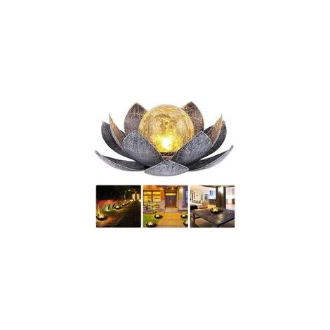 lampe solaire d'extérieur, fleur de lotus lanterne solaire avec des effets lumineux blanc chaud lumineux, IP44 étanche lampes solaires de jardin pour terrasse, cour, pelouse, balcon