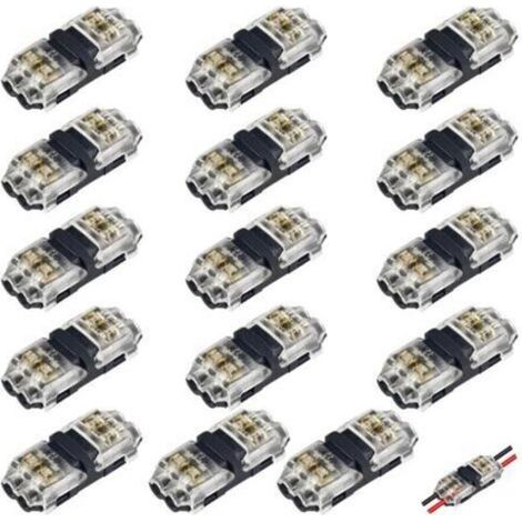 Connecteurs de câble basse tension, 15 connecteurs rapides sans soudure, 2 voies pour usautomobile, connexion fiable, compatibles avec les fils de calibre 18-22 AWG