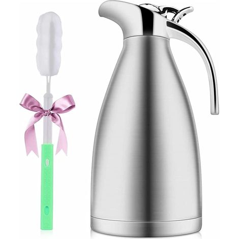 Carafe isotherme de 2 l,isotherme en acier inoxydable, double paroi avec isolation sous vide, isolation pour 12 et 24 heures de froid, carafe isotherme pour thé, eau, café (1/5)