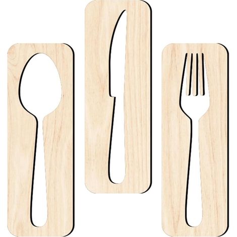 Décoration Murale Couverts Couteau Fourchette 1 Lot en Bois 5 Mm (1/5)